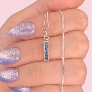 Cadena Veneziana Fina y Dije Medio Sinfin Aguamarina Plata 925